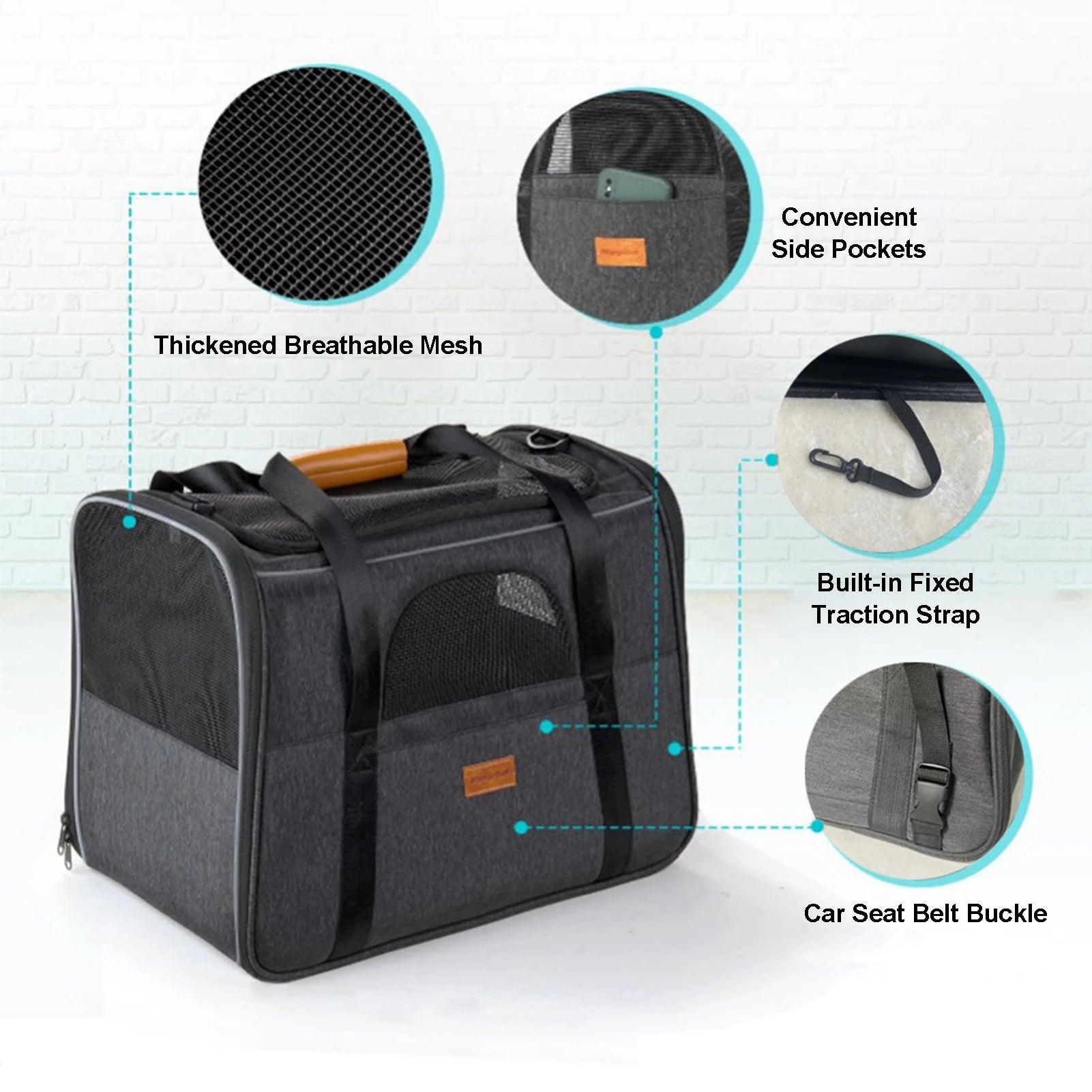 Cat Carrier Bag Breathable Foldable Pets Carriers for Dogs and Cats with Shoulder Strap Hands-Free Pets Carrying Bag for Cars