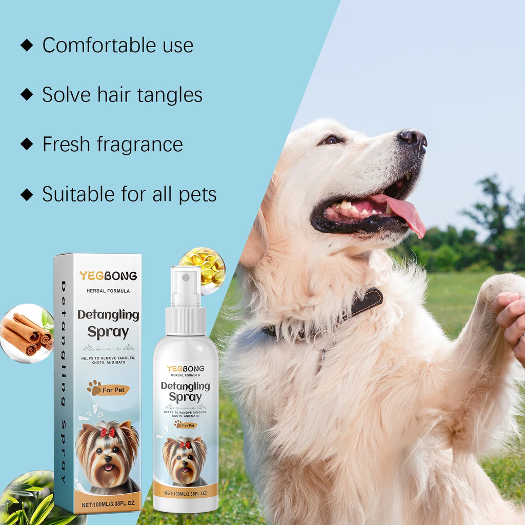 Dog Grooming Spray Effectively Remove Dirt Impuritie Solve Hair Tangles Smoothing Hair Lasting Moisturizing Pet Detangling Spray