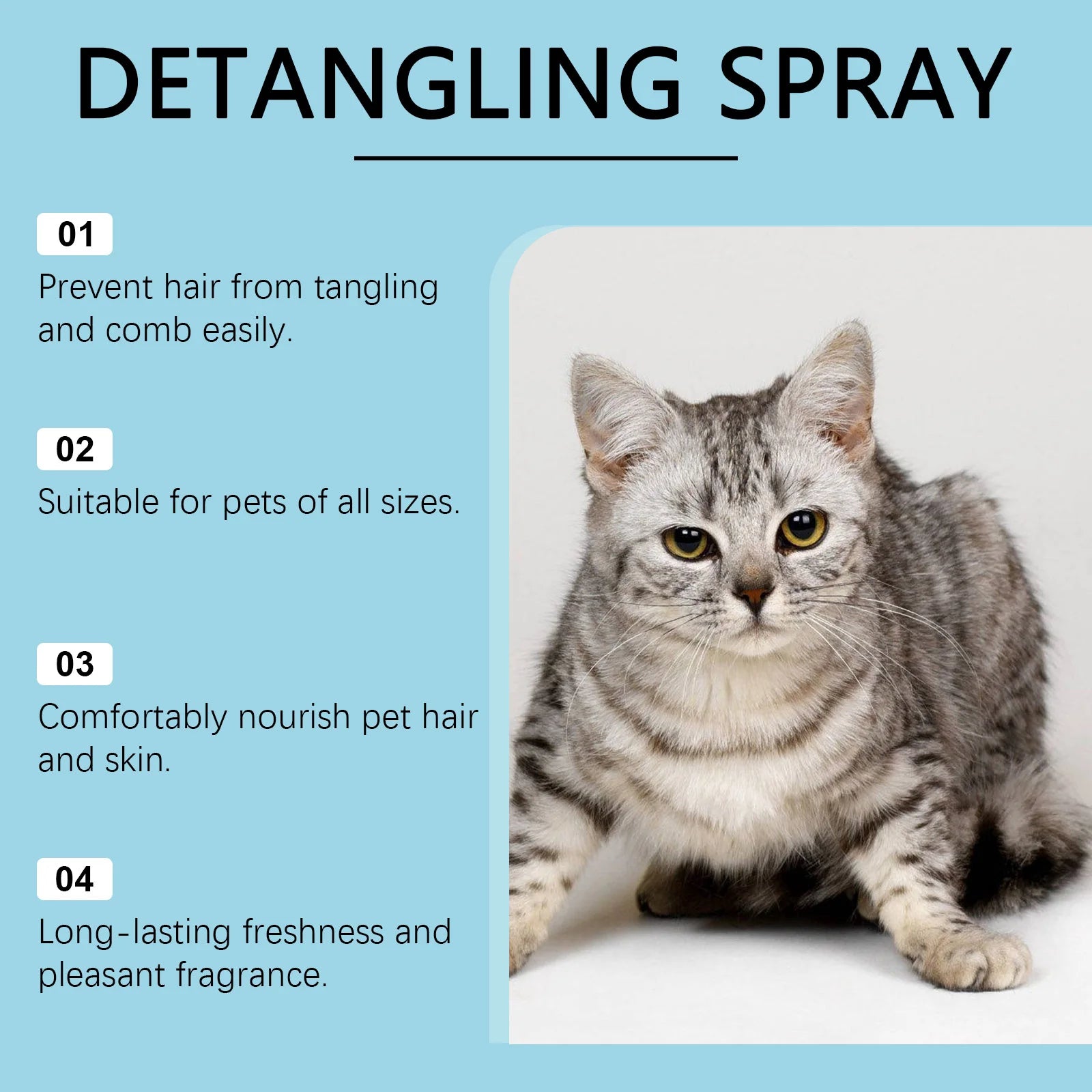 Dog Grooming Spray Effectively Remove Dirt Impuritie Solve Hair Tangles Smoothing Hair Lasting Moisturizing Pet Detangling Spray