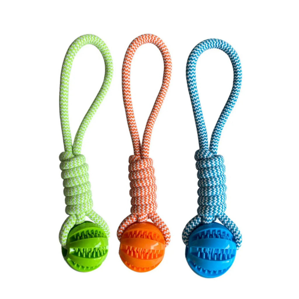 Dog Toys Balls Interactive Treat Rope Rubber Leaking Balls for Small Medium Dogs Chewing Bite Resistant Pet Tooth Cleaning