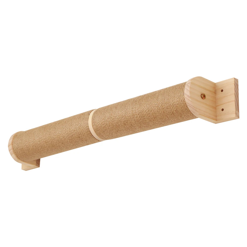 Cat Scratching Post Wall Furniture Wood Wall Mounted Kitten Scratcher Tree Tower Toys Thicker Column for Indoor Cats Accessories