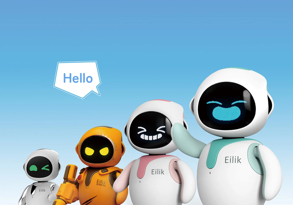 Eilik Pink Blue Silver DQ Touch Interactive Toys Cute Robot Pets with Abundant Emotions Idle Animations Mini Games Unique Gift