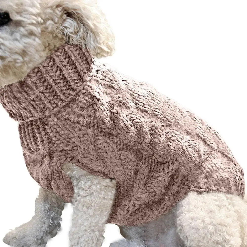 2025 New Pet Small Pet Dog Clothes Sweater Fashion Autumn Winter Solid Fried Dough Twists Knitting Warm Comfort Clothing