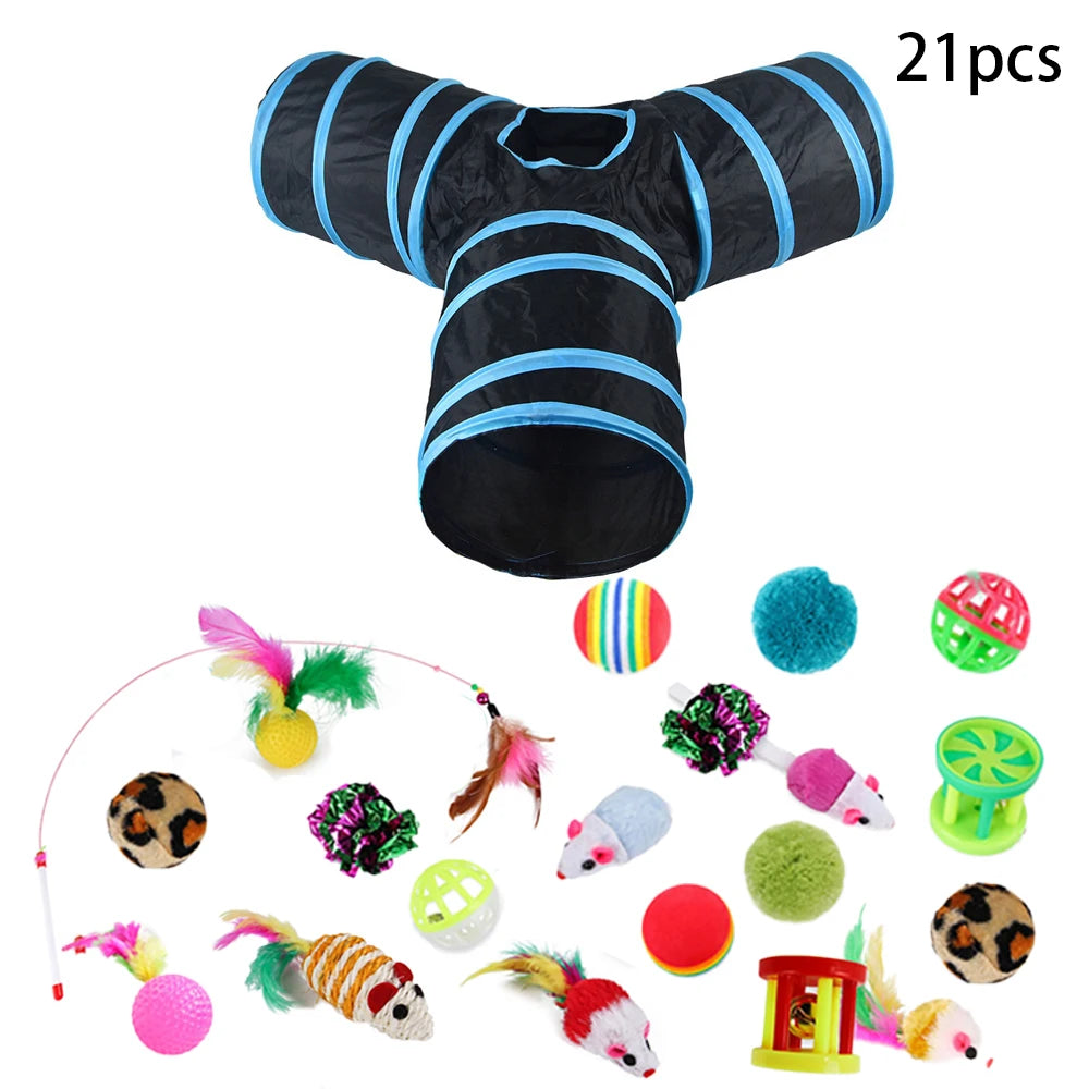 Cat Kitten Toys Variety Pack Pet Cat Toys Combination Set Cat Toy Funny Cat Stick Sisal Mouse Bell Ball Cat Supplies