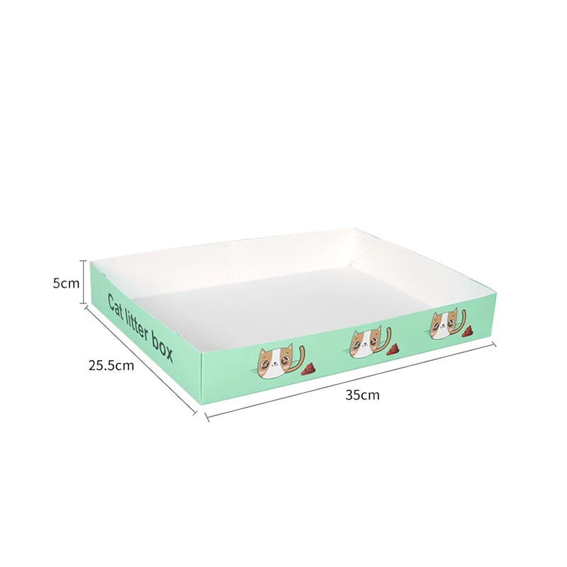 Disposable Cat Litter Box Flodable Paper Cat Trays Lightweight Cardboard Box Waterproof Coating Safe Comfortable Toilet For Pets