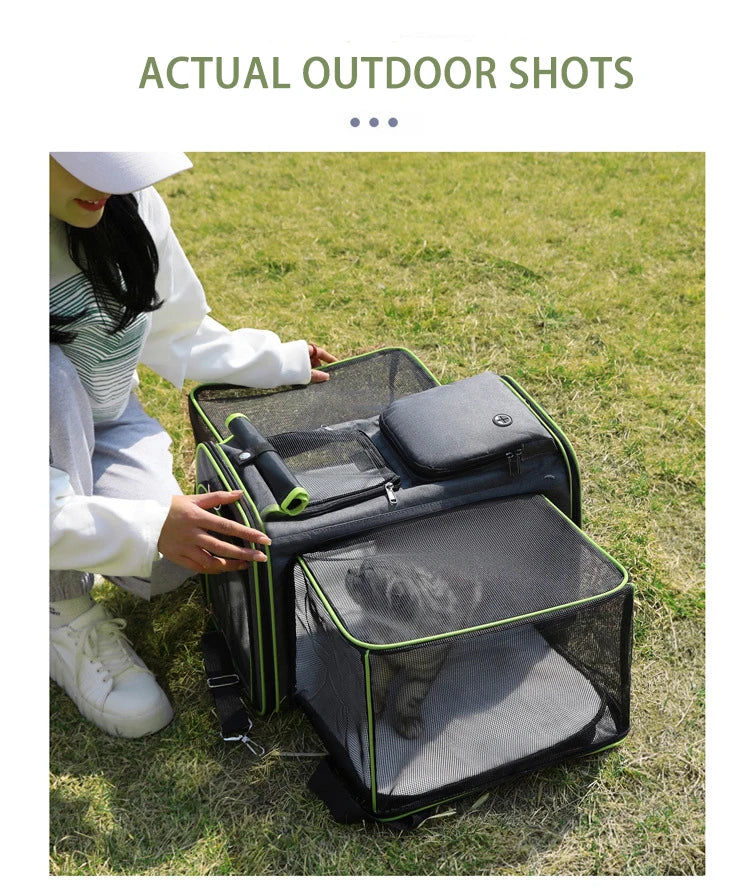 Cat Bag Foldable Large Capacity Cat Outdoor Car Expansion Portable Pet Handbag Breathable Diagonal Cross Bag for Cats and Dogs