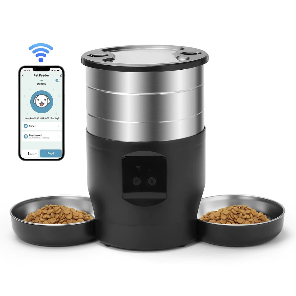 4.5L Ifi version pet feeder intelligent food dispenser with dual bowls, used for cat and dog dry goods accessories