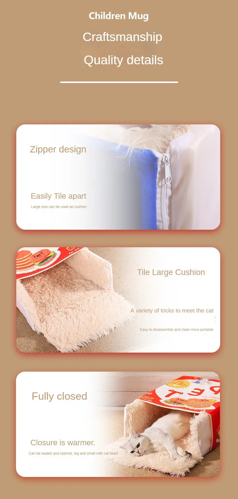 Cat Bed Pet Cat and Dog Bed Rectangular Fully Enclosed Security Biscuit Box Four-season Universal Pet Bed