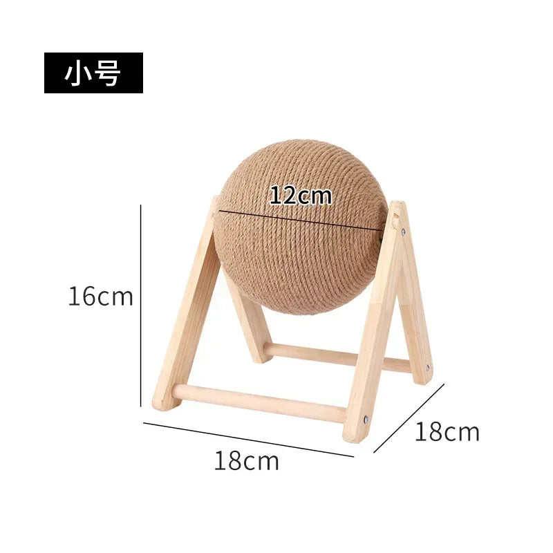 Cat Scratching Ball Wood Stand Pet Furniture Sisal Rope Ball Toys Kitten Climbing Scratcher Grinding Paws Scraper Accessories