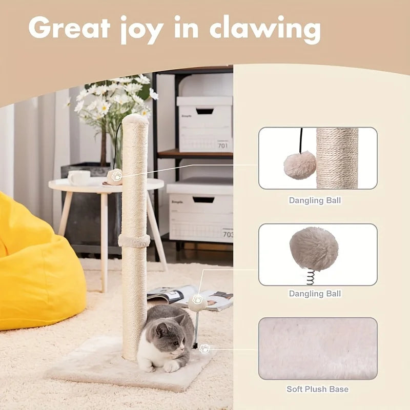 Cat Scratching Post Premium Basics Kitten Scratcher Sisal Scratch Posts with Hanging Ball