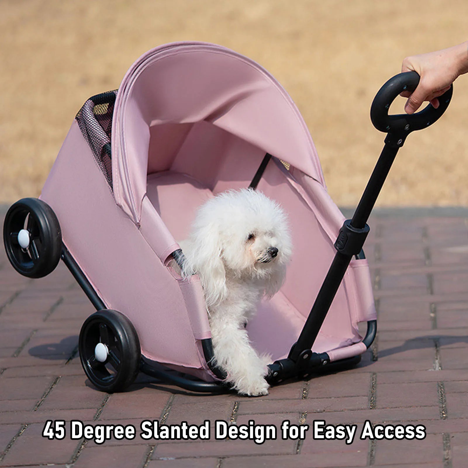 Foldable Pet Stroller with Canopy 4 Wheels Pet Strolling Cart for Small Dogs Cats Lightweight Easy Assembly Multifunctional Use
