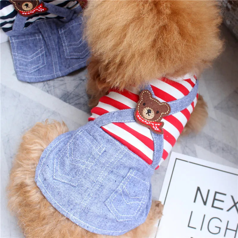 Cute Pets Clothes For Yorkshire Terrier Dogs Little Puppies Small Animals Breeds Striped Summer Wedding Princess Cats Dresses