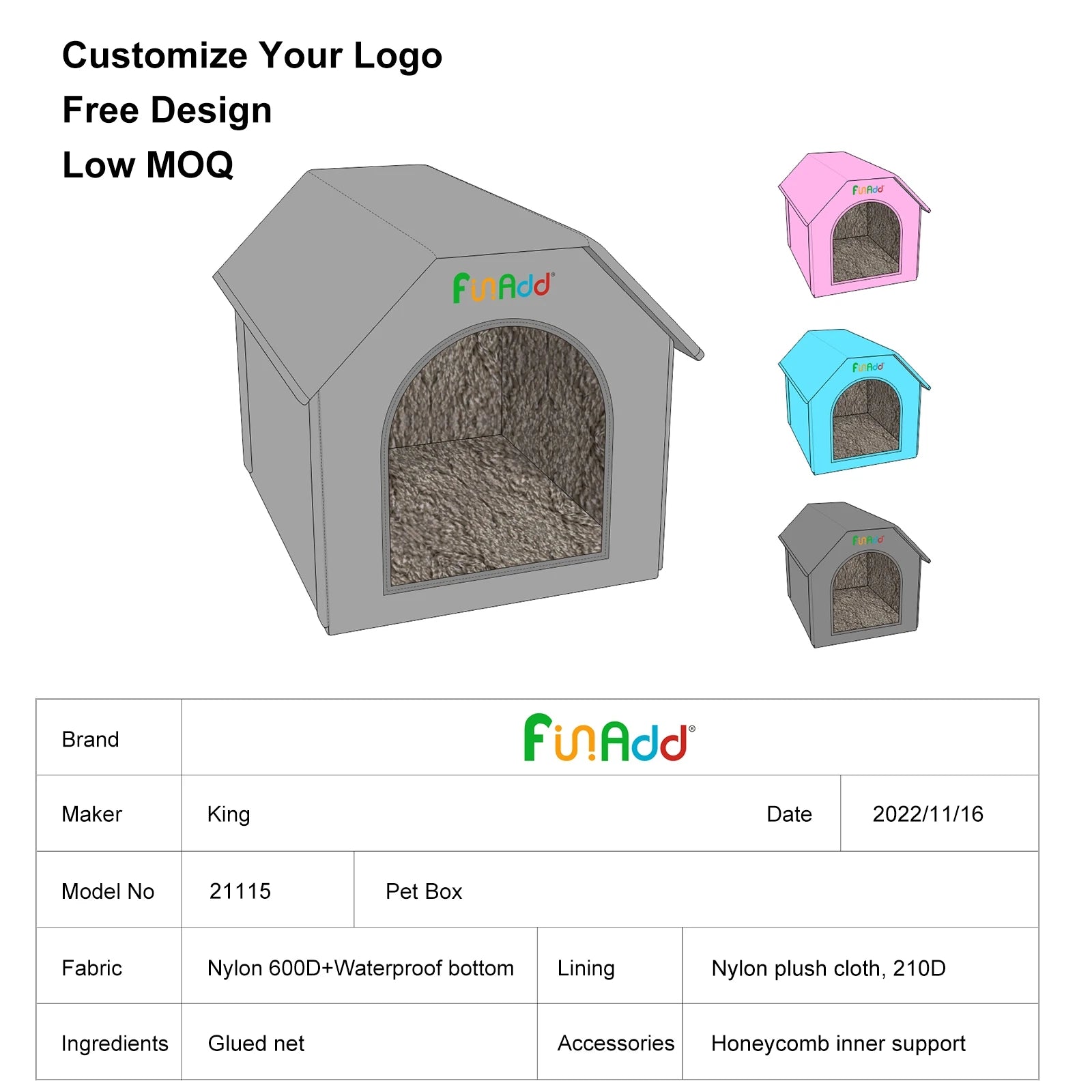 FUNADD Extra Large Folding Weatherproof Pet Houses with Removable Mat Pets Indoor And Outdoor Sleeping