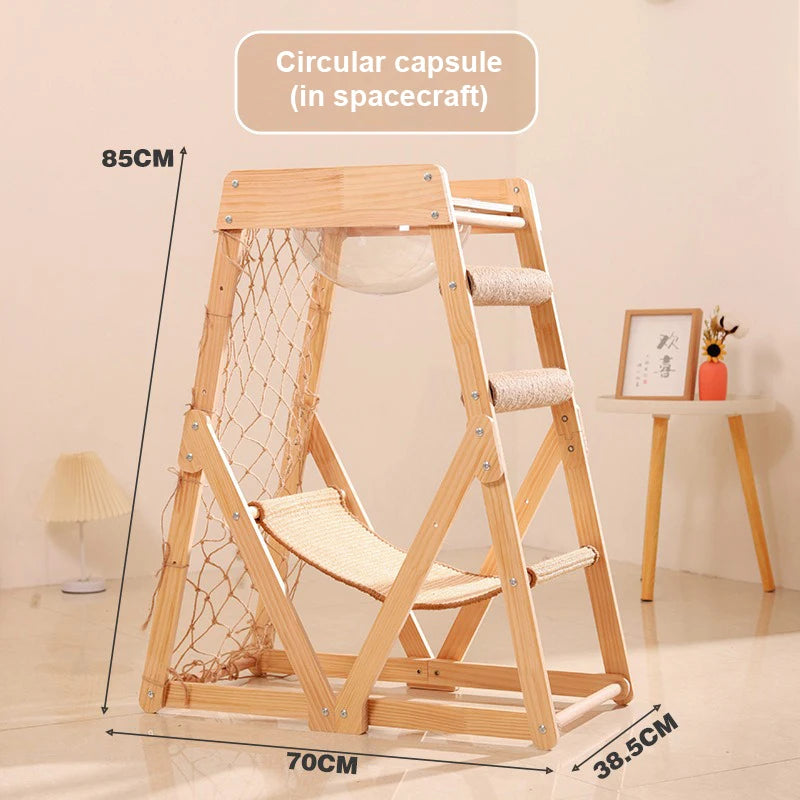 Cat Climbing Frame Space Capsule Scratching Board Hammock Sisal Wear-resistant Not Falling Chips Climbing Net Pet Supplies