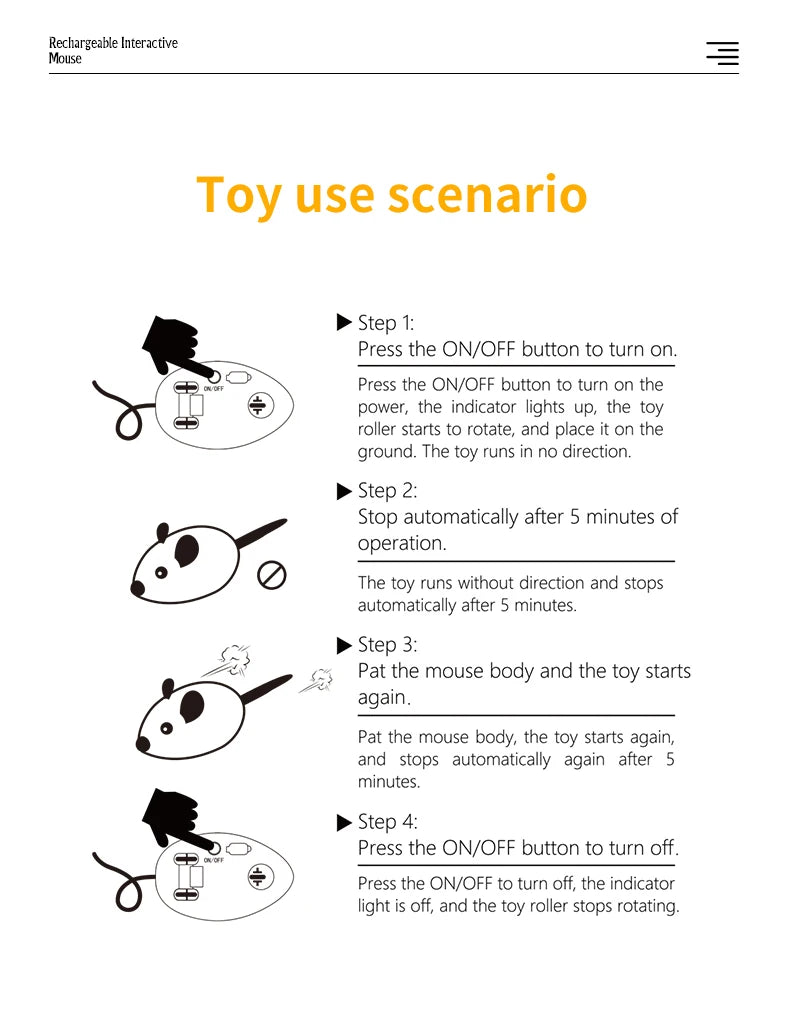 Electric Interactive Mouse Cat Toys Funny Plush Toy Smart Pet Interactive Movement Toys Fast Moving Pet Cat Accessories