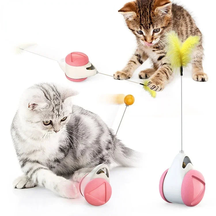 Funny Pet Products for Dropshipping, Interactive Balance Car Cat Chasing Toy With Catnip, Tumbler Swing Toys for Cats Kitten