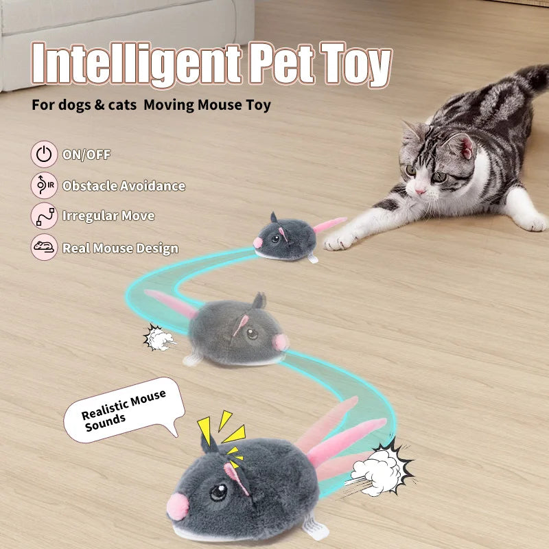 Electric Interactive Mouse Cat Toys Funny Plush Toy Smart Pet Interactive Movement Toys Fast Moving Pet Cat Accessories