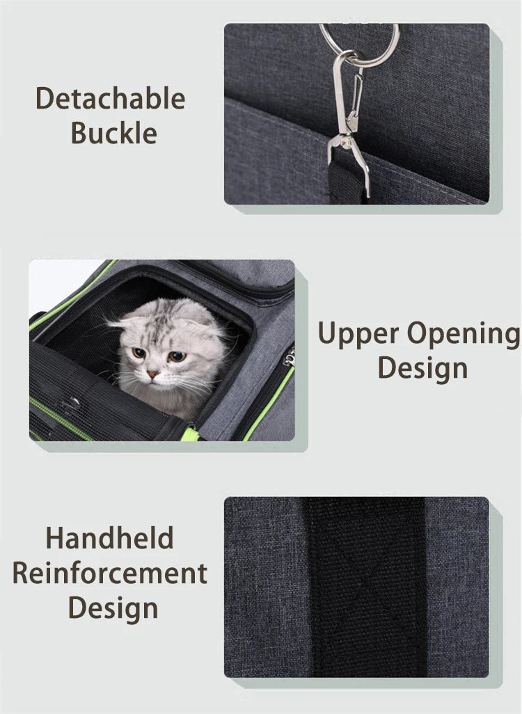 Cat Bag Foldable Large Capacity Cat Outdoor Car Expansion Portable Pet Handbag Breathable Diagonal Cross Bag for Cats and Dogs