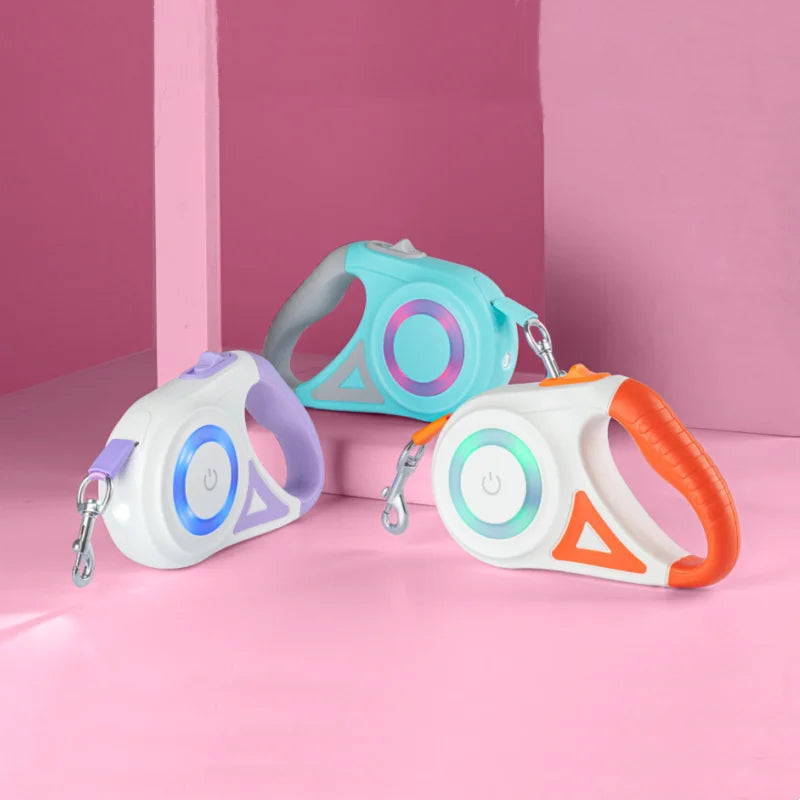 BOOTEELY 5M Pet Automatic Retractable Dog Leash With LED Flash Outdoor Pet Walking Leash For Small Medium Large Dogs