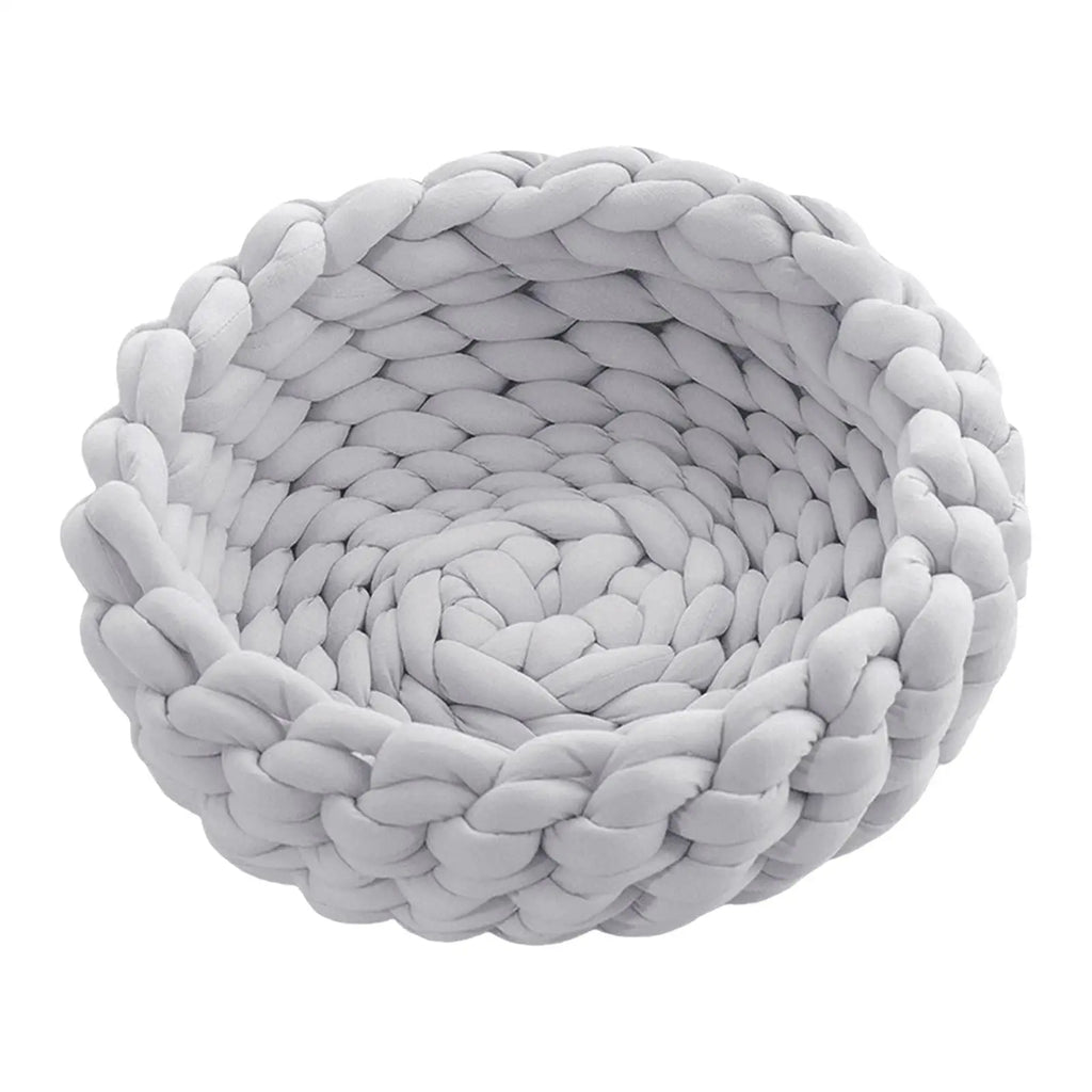 Handwoven Cat Nest Bed Non Slip Durable Round Shape Portable All Seasons Kitten Calming Bed Soft for Pet Supplies Small Dog