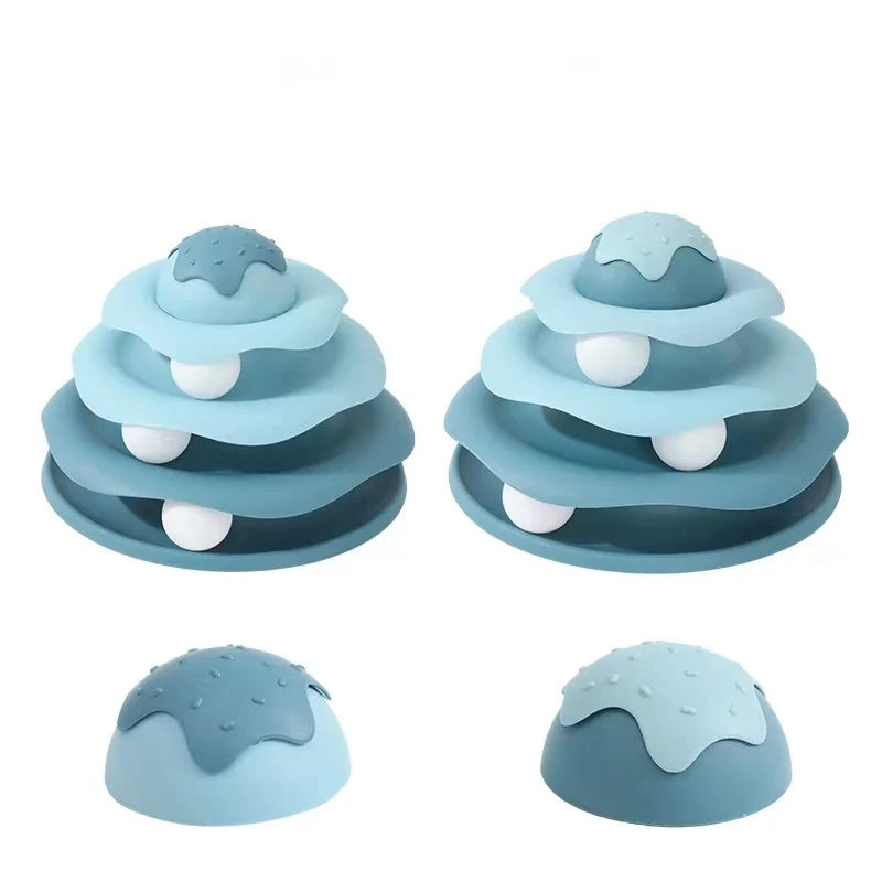 Cat Track Toys Three Layer Turntable Educational Play Track Tower Cat Teaser Toy Indoor Cat Supply Cat Toy Cat Teasing Artifact