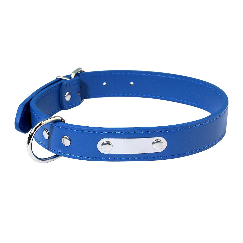Customized PU Leather Dog Collar Soft Padded Dogs Collars Free Engraving Name for Small Medium Large Dogs Cat Adjustable XS-XL