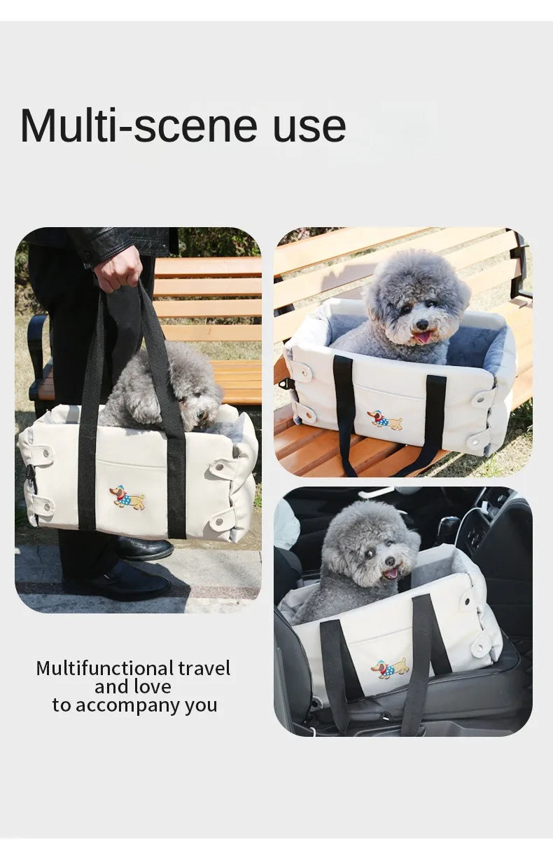 Dog Carrier Car Central Control Pet Safety Seat Dog House Cushion Pet Car Supplies Cat Mat Dog Car Seat Dog Nest PU Leather