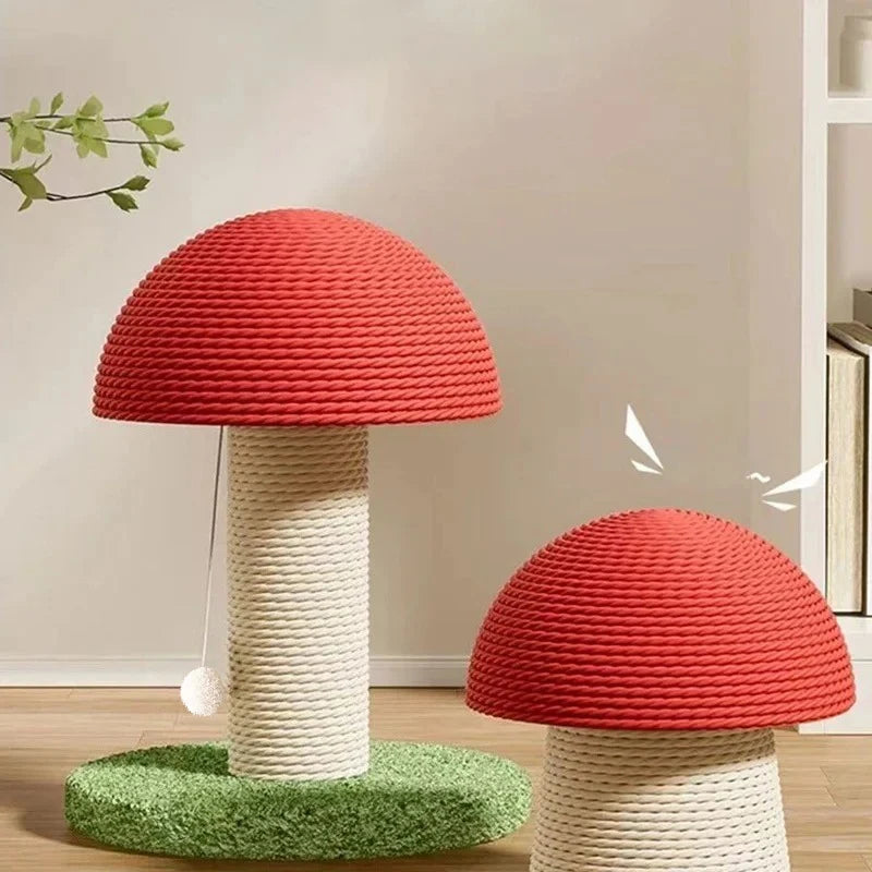 Cat Grab Column Cute Mushroom Shape Cat Scratching Post Sisal Material Wear-resisting Pets Toy Pet Training Supplies Accessories