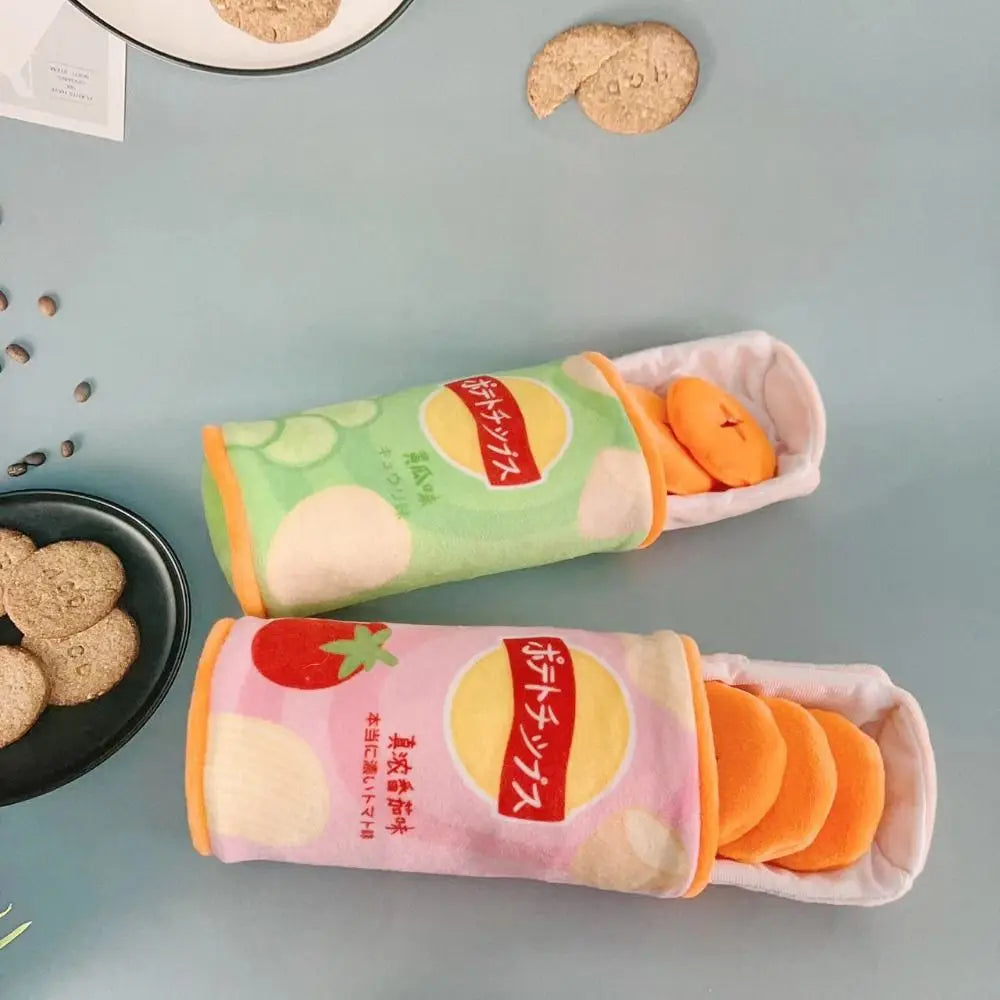 Bite Resistant Simulated Potato Chip Dog Toy Wear Resistant Removable Pet Snuffle Toy Plush Interactive Dog Puzzle Toys