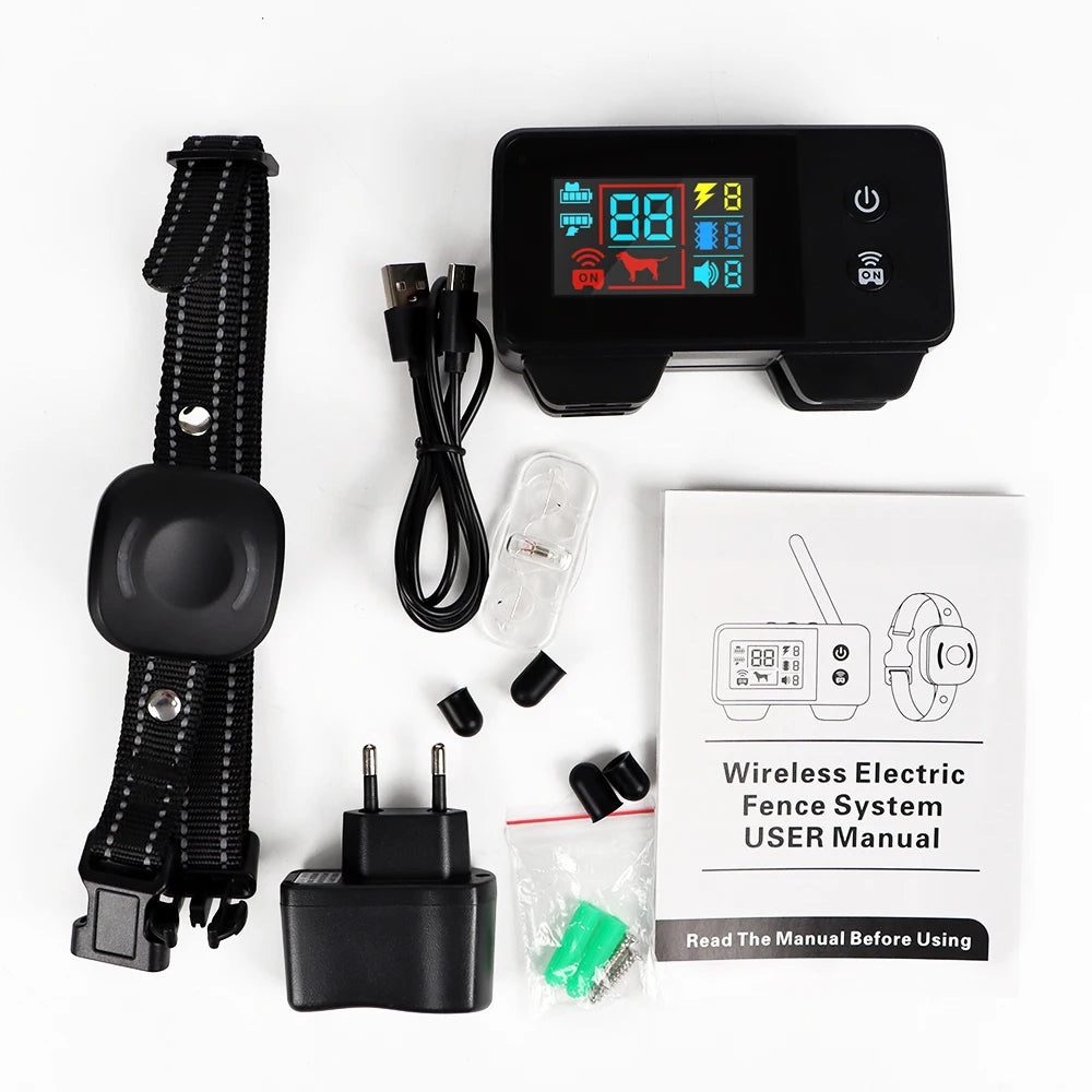 Electronic Pet Fence System 480M GPS Wireless Dog Fence Rechargeable Vibration Shock Sound Remote Control Pet Accessories