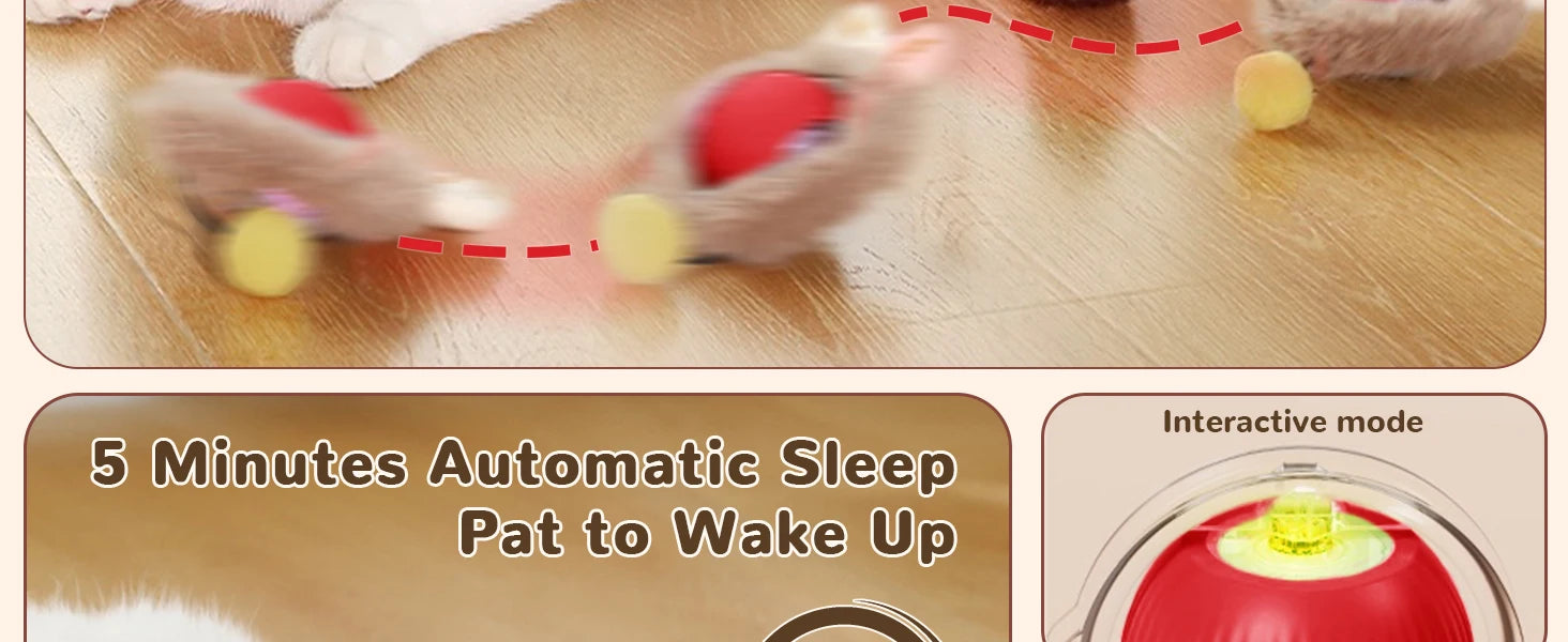 Cat Interactive ball Toy, Automatic Rolling Ball with Tail, Rechargeable Smart Pet Interactive Toy, Intelligent toy for Cat