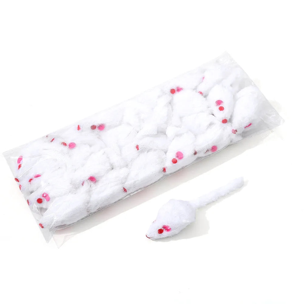 24pcs/pack Pet Cat Mouse Toys Simulation Plush Mouse Toys for Cat Interactive Game Playing Kitten Pet Supplies Random Color