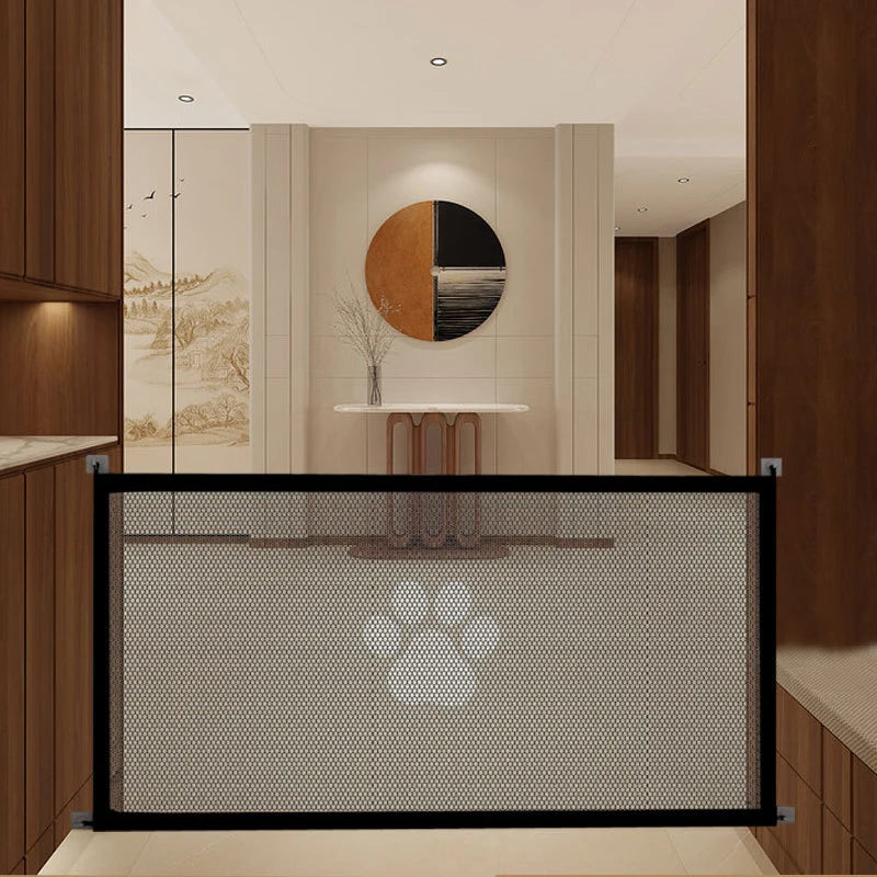 Dog Gate for Stairs - Pet House Screen Door with 4 Hooks, Indoor Safety Fence Barrier, Stairway Pet Gate for Dogs Cats