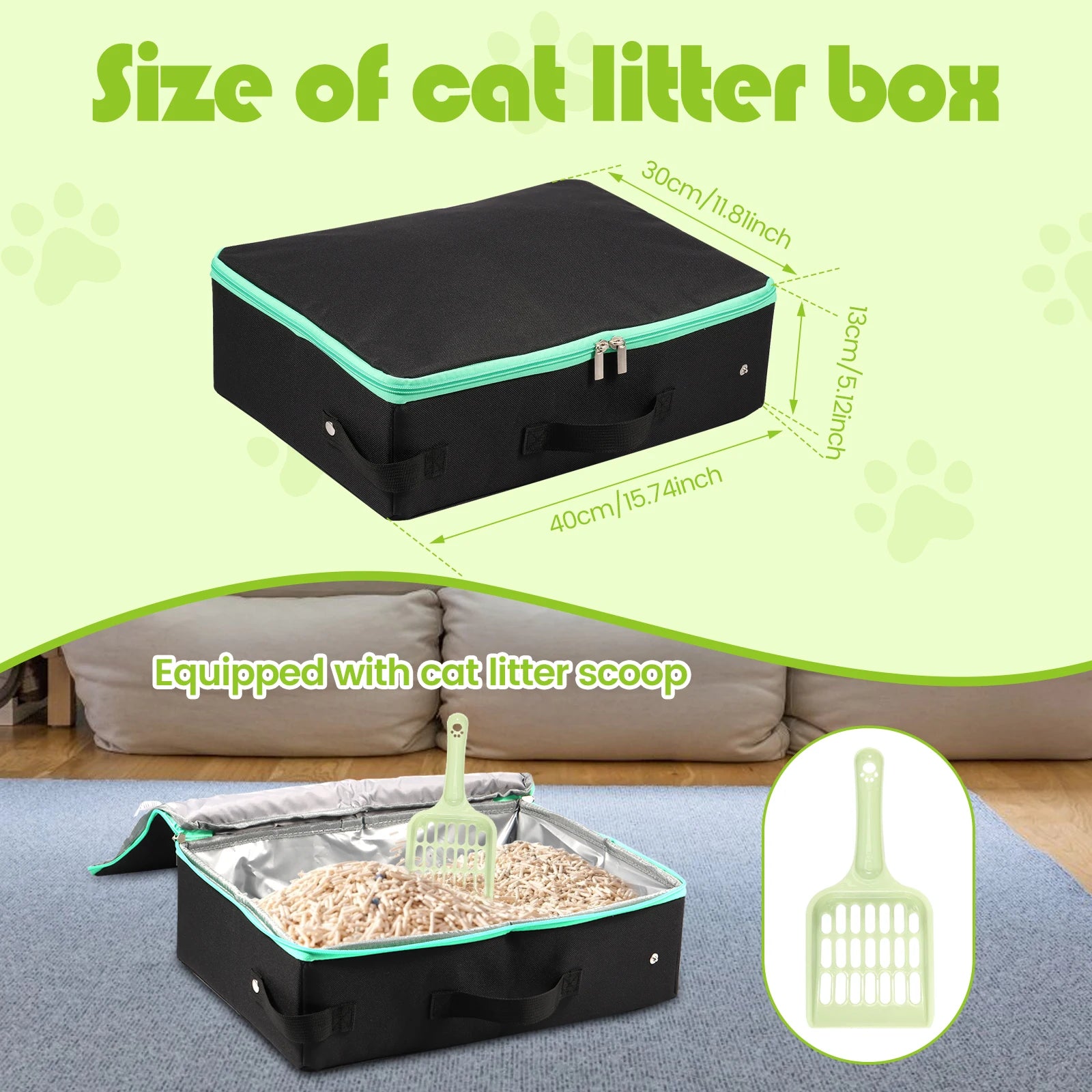 Foldable Cat Litter Box Waterproof Cat Litter Carrier with Handle Portable Collapsible Litter Carrier for Travel Hotel Camping