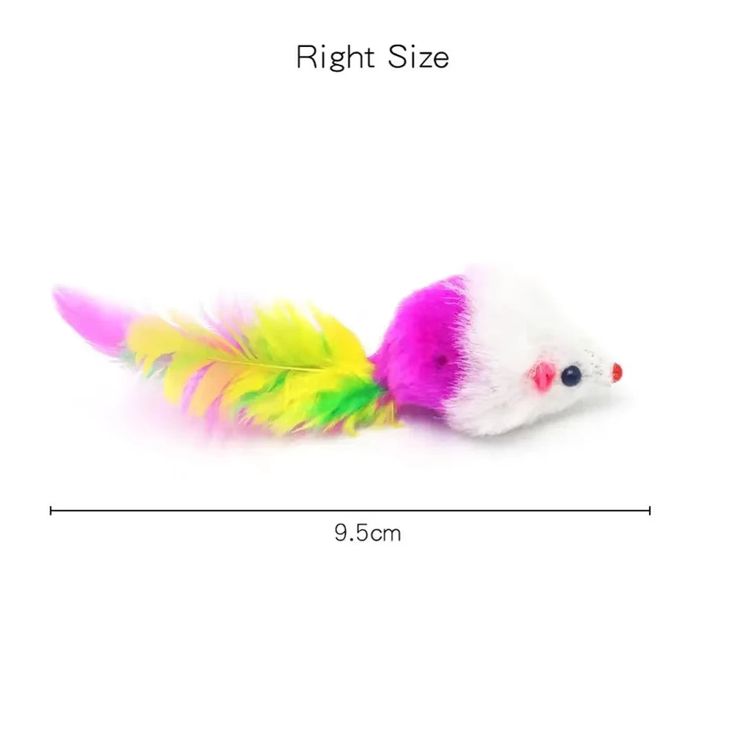 Pet Cat Toys Interactive Cute Soft Fleece False Mouse Colorful Feather Funny Playing Training Toy for Cats Kitten Supplies