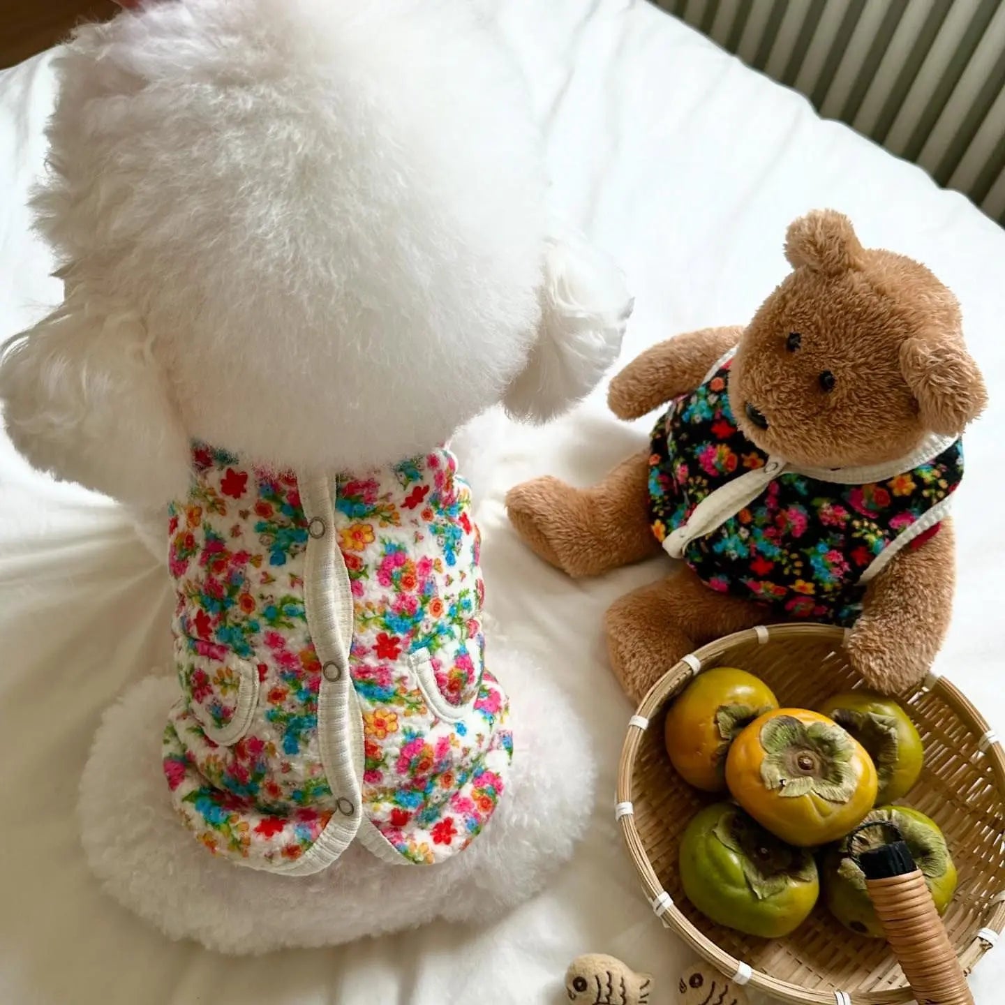 Cotton Pet Dog Clothes Pet Classic Shabby Flower Coat Bichon Winter Clothes Teddy Warm Vest Pretty Puppy Clothing Small Dogs