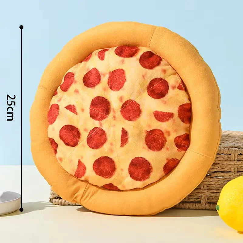 Durable Eco Friendly Plush Pizza Pet Toy With Squeak Sound Interactive Chew Toy For Puppy Kitten Teeth Train Dogs Cats Supplies