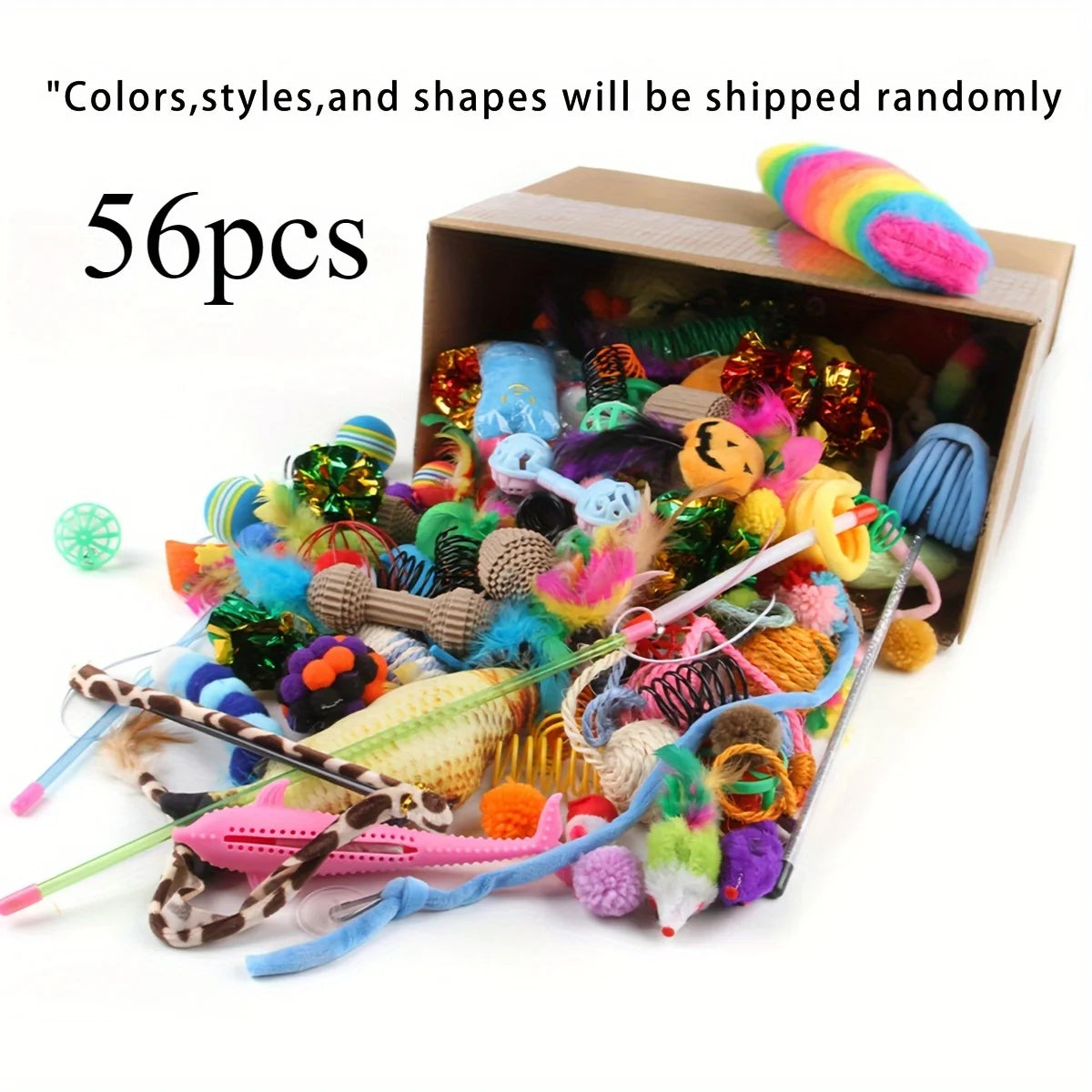 56/28/14PCS Pet Kitten Toys Variety Cat Toy Combination Set Cat Toy Funny Cat Stick Sisal Mouse Bell Ball Cat Supplies