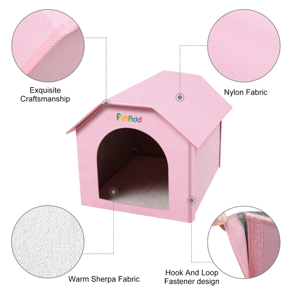 FUNADD Extra Large Folding Weatherproof Pet Houses with Removable Mat Pets Indoor And Outdoor Sleeping