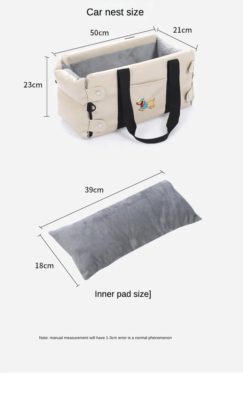 Dog Carrier Car Central Control Pet Safety Seat Dog House Cushion Pet Car Supplies Cat Mat Dog Car Seat Dog Nest PU Leather