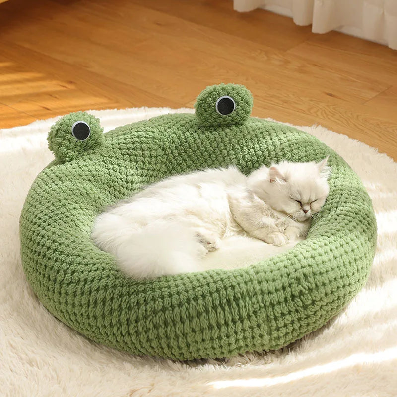 Cute frog cat dog bed warm home pet bed for autumn winter plush small dog cushion cat beds dogs bed pet supplies Pet House