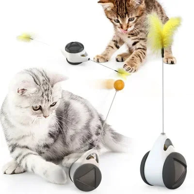 Funny Pet Products for Dropshipping, Interactive Balance Car Cat Chasing Toy With Catnip, Tumbler Swing Toys for Cats Kitten