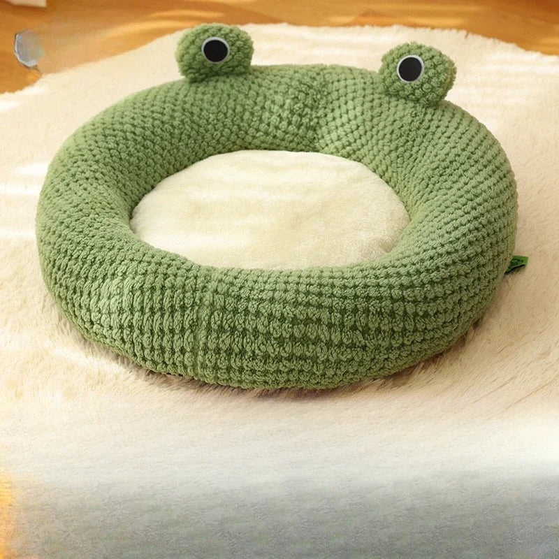 Cute frog cat dog bed warm home pet bed for autumn winter plush small dog cushion cat beds dogs bed pet supplies Pet House