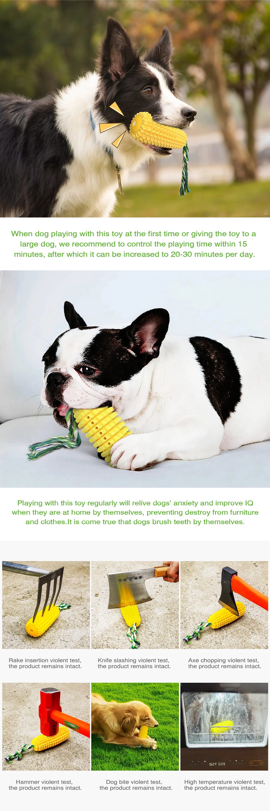 Corn Chew Dog Toy For Medium Large Dogs Outdoor Interactive Tooth Clean Bite Resistant Toys Labrador French Bulldog Pet Supplies
