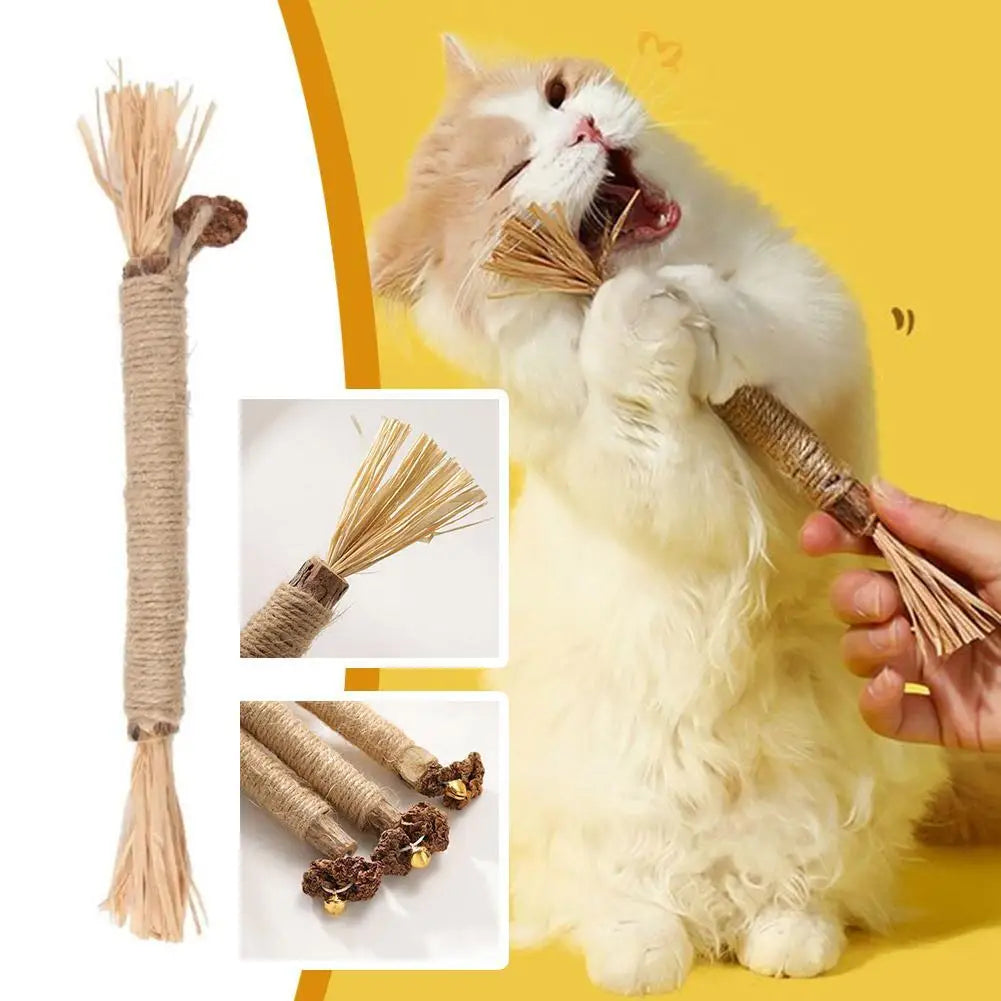 Cat Toys Cleaning Teeth Silvervine Chew Stick Pet Snacks Sticks Natural Stuff with Catnip for Kitten Catnip Teasing Chew Toys