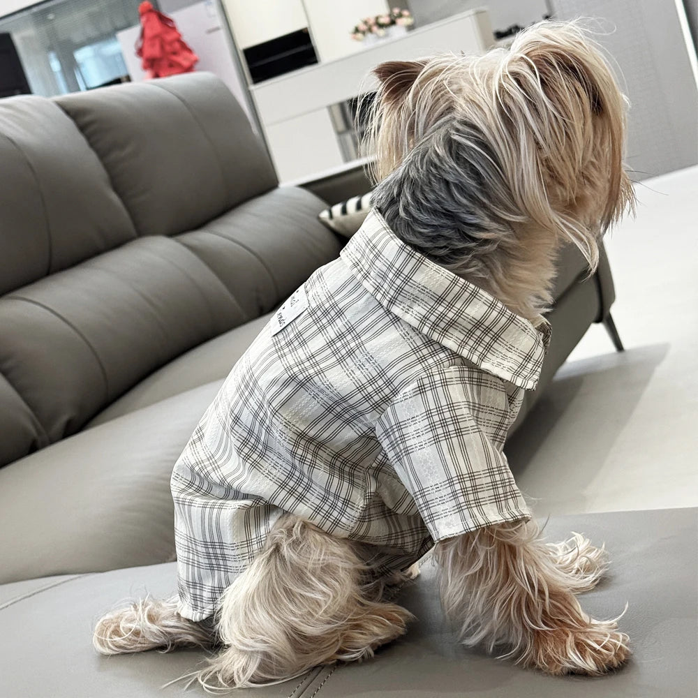 Dog clothes Spring Summer Plaid Shirt for Dogs And Cats Fashionable Cute Pet Clothing Suitable for Small to Medium Dogs