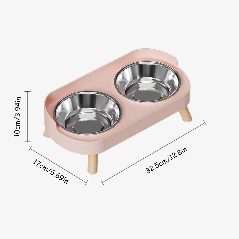 Cat Bowl Double Bowl Set - Anti-Spill Anti-Tip Pet Food Bowl & Water Bowl | Non-Slip Base Cute Cat Feeding Bowls Pet