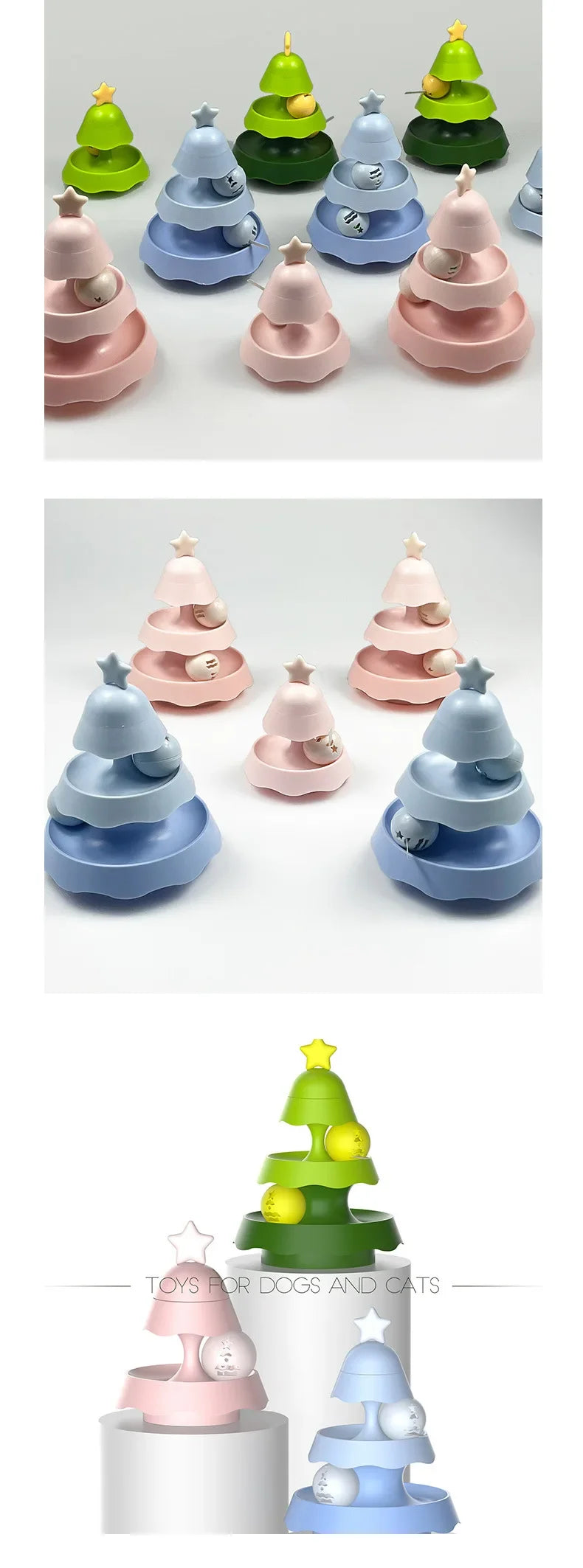 Cats Christmas Tree Mini Track Turntable Bell Glowing Ball Self Amusement Puzzle Pet Toy Interactive Durable Safe Non Toxic