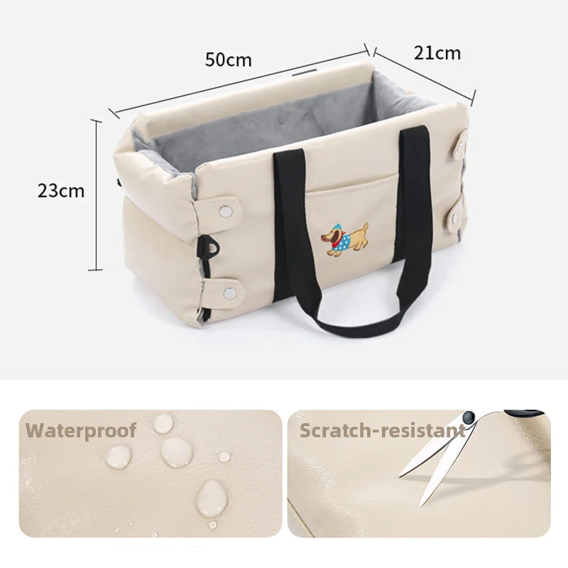 Dog Carrier Car Central Control Pet Safety Seat Dog House Cushion Pet Car Supplies Cat Mat Dog Car Seat Dog Nest PU Leather
