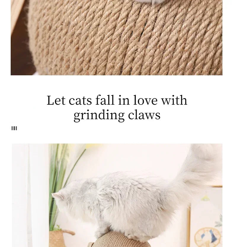 Cat Scratching Ball Wood Stand Pet Furniture Sisal Rope Ball Toys Kitten Climbing Scratcher Grinding Paws Scraper Accessories